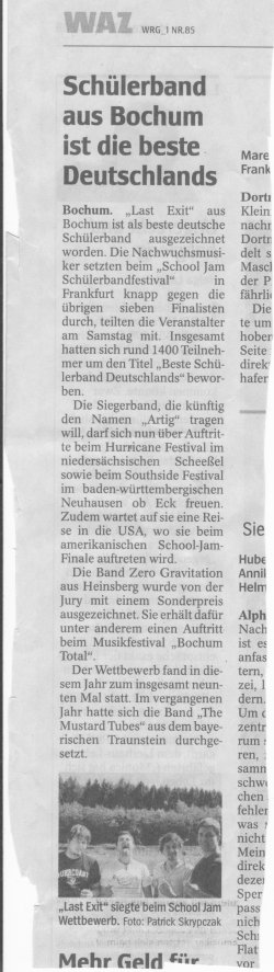 Schülerband aus Bochum ist die beste Deutschlands